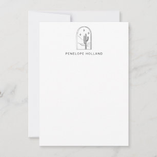 Tarjeta Pequeña Dibujo personalizado de líneas de cactus minimalis