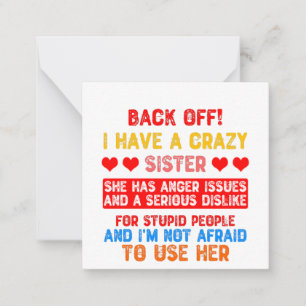 Tarjeta Pequeña Dicho Divertido de Hermana