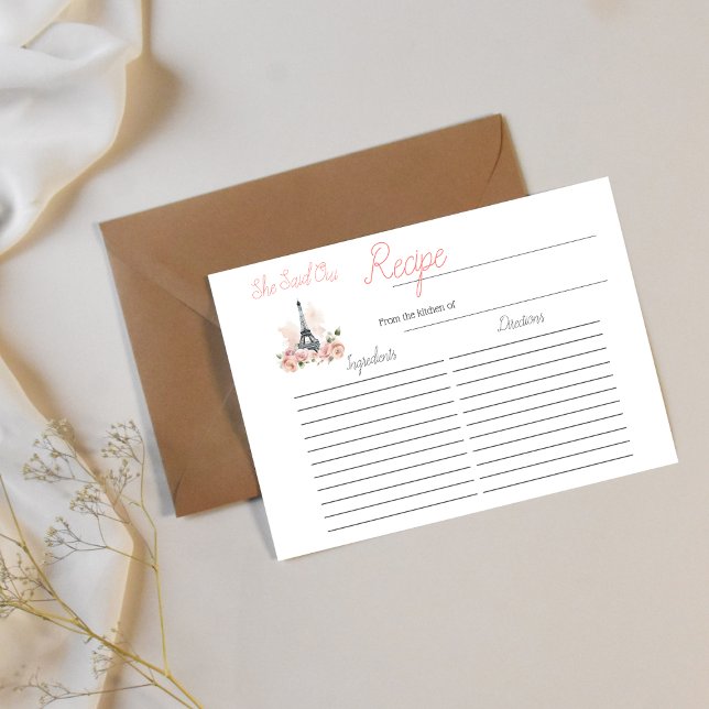 Tarjeta Pequeña Dijo Que La Receta De Ducha Floral De Novias En Pa (Subido por el creador)