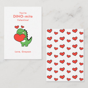 Tarjeta Pequeña Dino Heart Día de San Valentín Personalizado