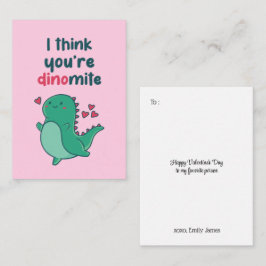Tarjeta Pequeña Dinomiti Cute Dino Pun El día de San Valentín de n