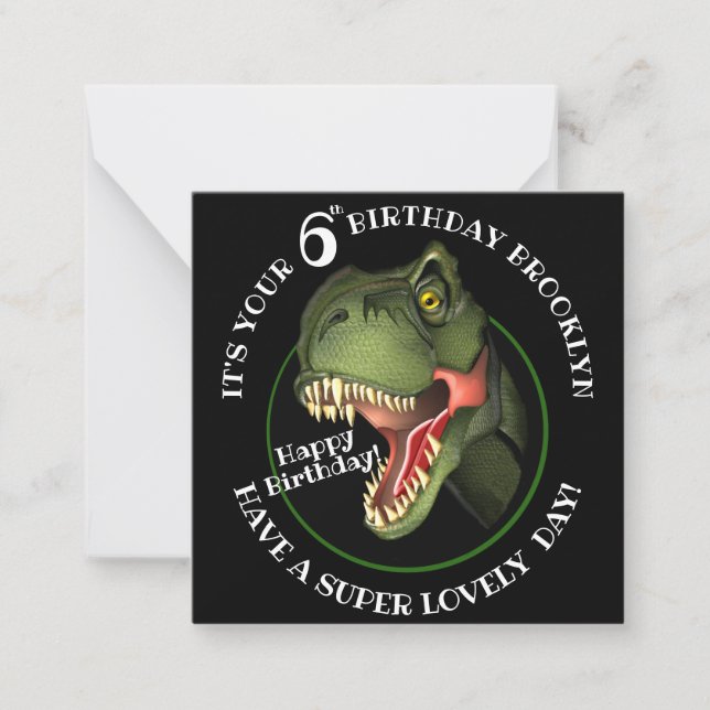 Tarjeta Pequeña Dinosaurio lindo personalizado cumpleaños de niño  (Anverso)