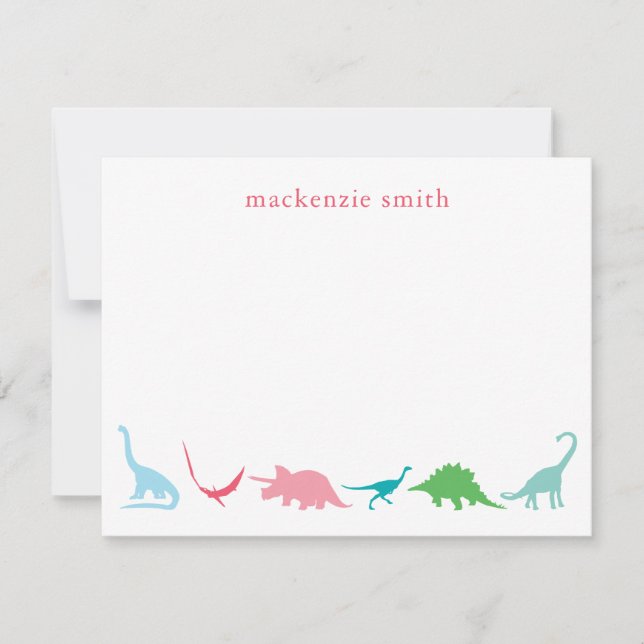 Tarjeta Pequeña Dinosaurio Preppy Personalizado Gracias Stationery (Anverso)