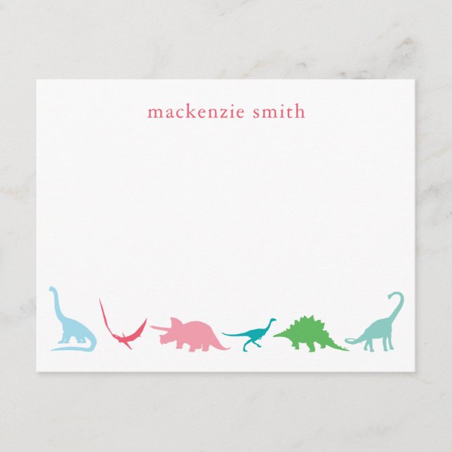 Tarjeta Pequeña Dinosaurio Preppy Personalizado Gracias Stationery (Anverso)