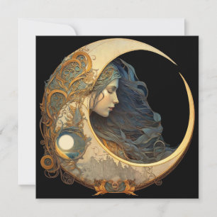 Tarjeta Pequeña Diosa acuarela de la luna