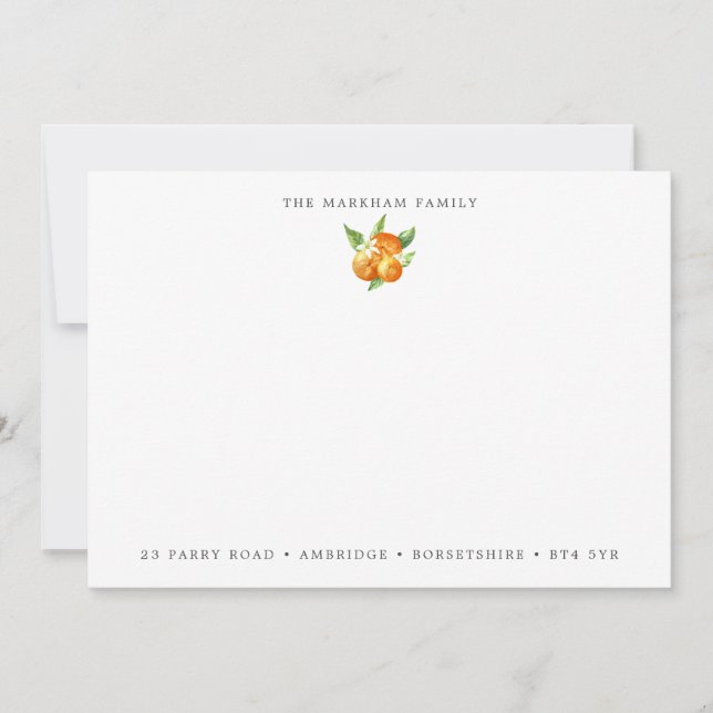 Tarjeta Pequeña Dirección de familia de Naranjas de acuarela (Anverso)