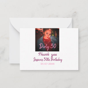 Tarjeta Pequeña Dirty 30 Cumpleaños añadir nombre rosa añadir fech