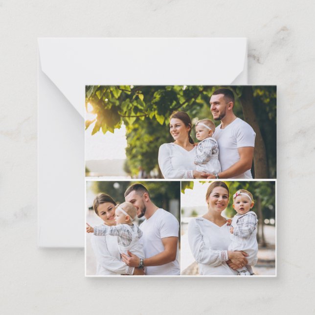 Tarjeta Pequeña Diseña tu propio collage de 3 fotos (Anverso)