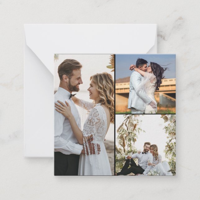 Tarjeta Pequeña Diseña tu propio collage de 3 fotos (Anverso)