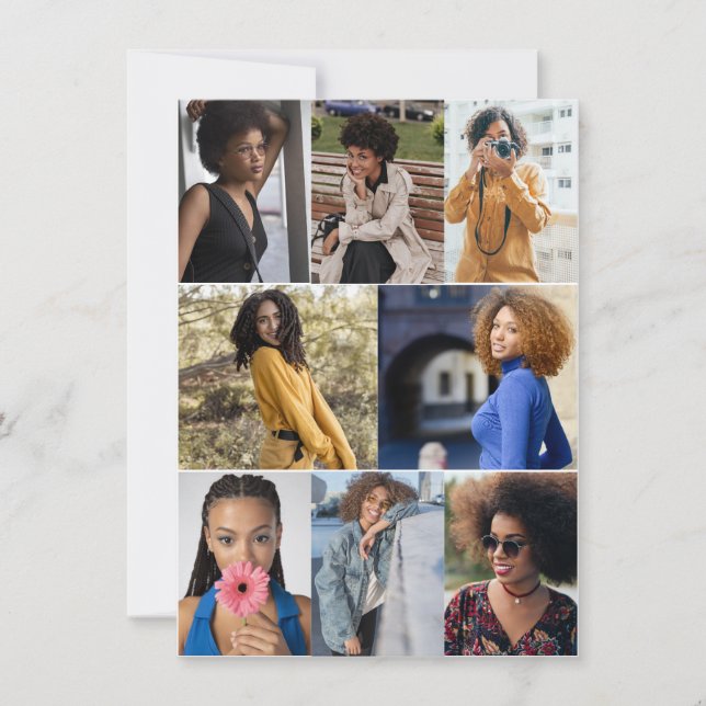 Tarjeta Pequeña Diseña tu propio collage de 8 fotos (Anverso)