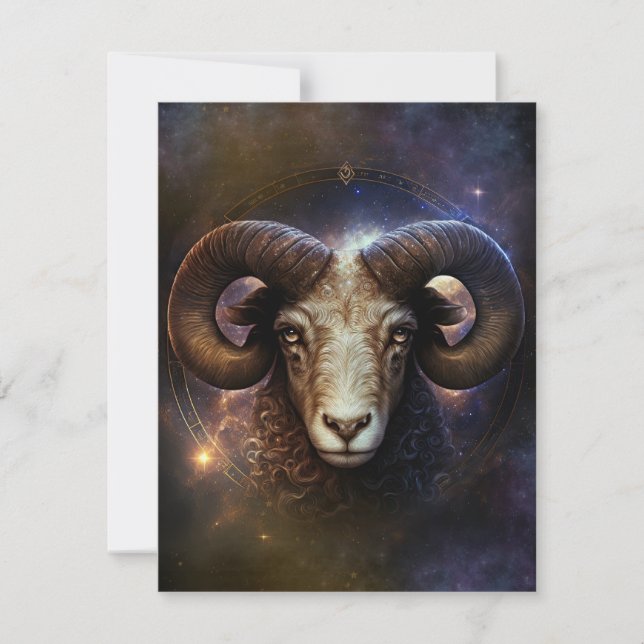 Tarjeta Pequeña Diseño acuático de Rótulo Aries Zodiac (Anverso)