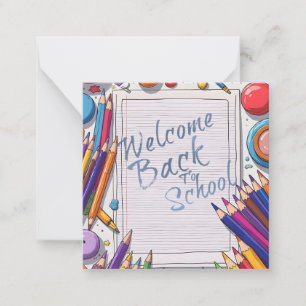 Tarjeta Pequeña Diseño Colorido de Bienvenida al Regreso a Clases