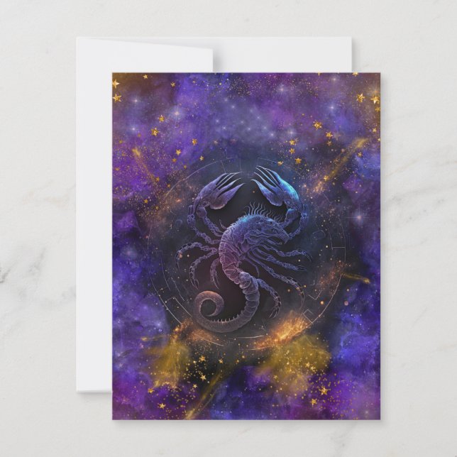 Tarjeta Pequeña Diseño de acuarela de Rótulo de Escorpio Zodiaco (Anverso)
