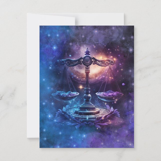 Tarjeta Pequeña Diseño de acuarela de Rótulo libra zodiac (Anverso)