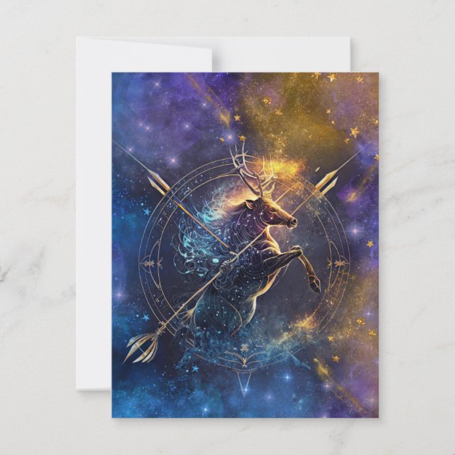 Tarjeta Pequeña Diseño de acuarela de Rótulo Sagittarius Zodiac (Anverso)