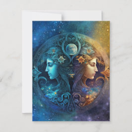 Tarjeta Pequeña Diseño de acuarela de Rótulo zodiaco de Gemini