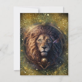 Tarjeta Pequeña Diseño de acuarela del Rótulo Zodiac Leo