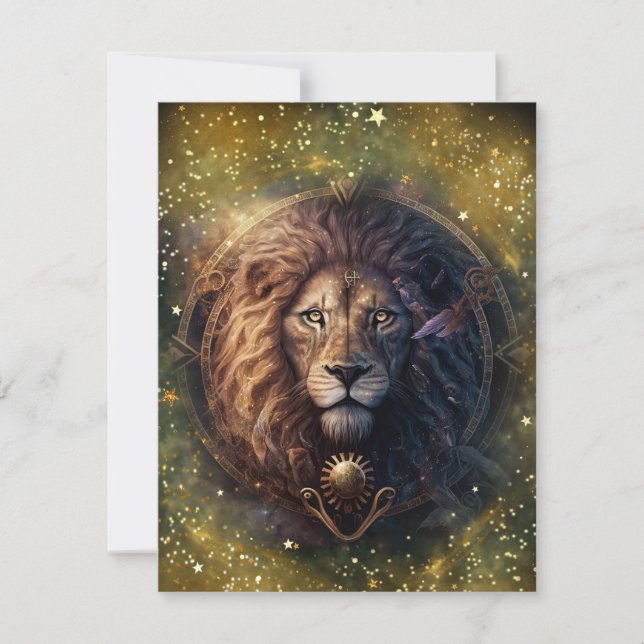 Tarjeta Pequeña Diseño de acuarela del Rótulo Zodiac Leo (Anverso)