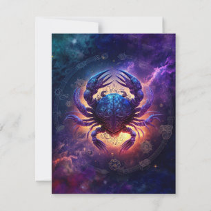 Tarjeta Pequeña Diseño de Acuarela del Signo Zodiacal Cáncer