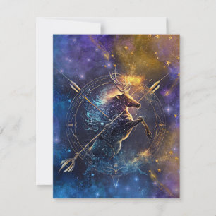 Tarjeta Pequeña Diseño de Acuarela del Signo Zodiacal Sagitario