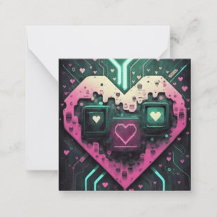 Tarjeta Pequeña Diseño de amor con corazón pixelado