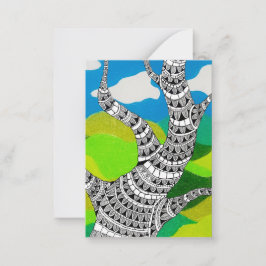 Tarjeta Pequeña Diseño de árbol flexible Nubes Paisaje verde