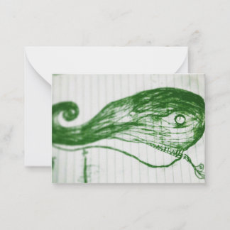 Tarjeta Pequeña diseño de arte abstracto de yaei de ballena verde