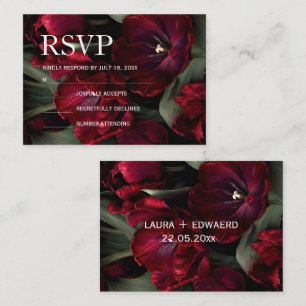 Tarjeta Pequeña diseño de boda floral borgoña con vino rico