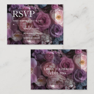 Tarjeta Pequeña diseño de boda floral borgoña con vino rico