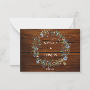 Tarjeta Pequeña Diseño de Boda floral de hoja verde azul blanco