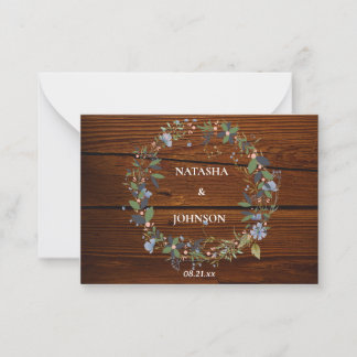 Tarjeta Pequeña Diseño de Boda floral de hoja verde azul blanco