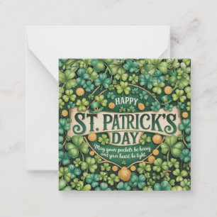 Tarjeta Pequeña Diseño de Celebración del Trébol Irlandés