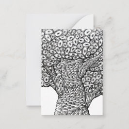 Tarjeta Pequeña Diseño de formas ovaladas de dibujo de árbol abstr