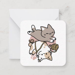 Tarjeta Pequeña Diseño de gatos lindos y juguetones – Arte diverti