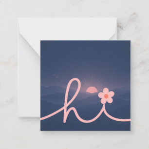 Tarjeta Pequeña Diseño de puesta de sol de la montaña de escritura