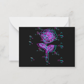 Tarjeta Pequeña Diseño de rosa con falla de neón