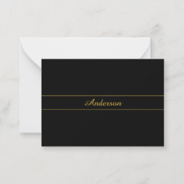 Tarjeta Pequeña Diseño de texto simple personalizable dorado y neg