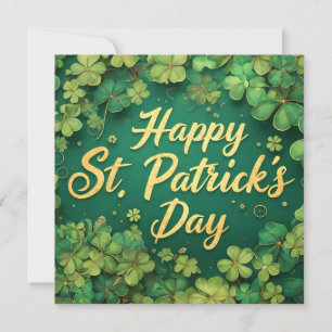 Tarjeta Pequeña Diseño de trébol del día feliz de San Patricio
