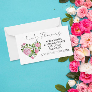 Tarjeta Pequeña Diseño floral rosa elegante floristería Gracias