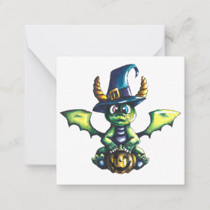 Tarjeta Pequeña Diseño mágico de dragones de Halloween