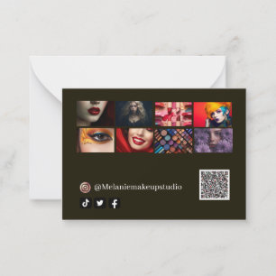 Tarjeta Pequeña Diseño moderno de maquillaje y código QR