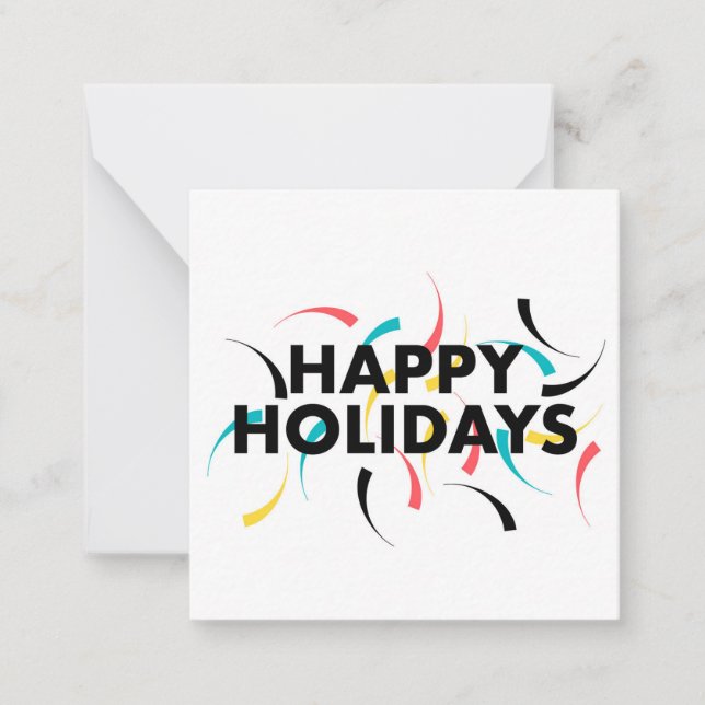 Tarjeta Pequeña Diseño moderno y lúdico de "Felices Fiestas" (Anverso)