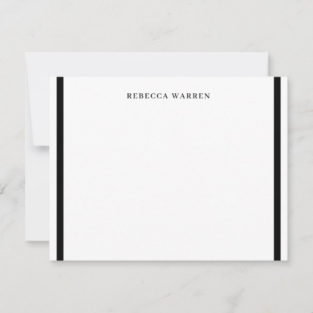 Tarjeta Pequeña Diseño negro y blanco de dos bordes simple plano (Anverso)