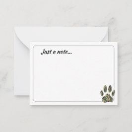Tarjeta Pequeña Distressed Camo Dog Paw Print Just a Note