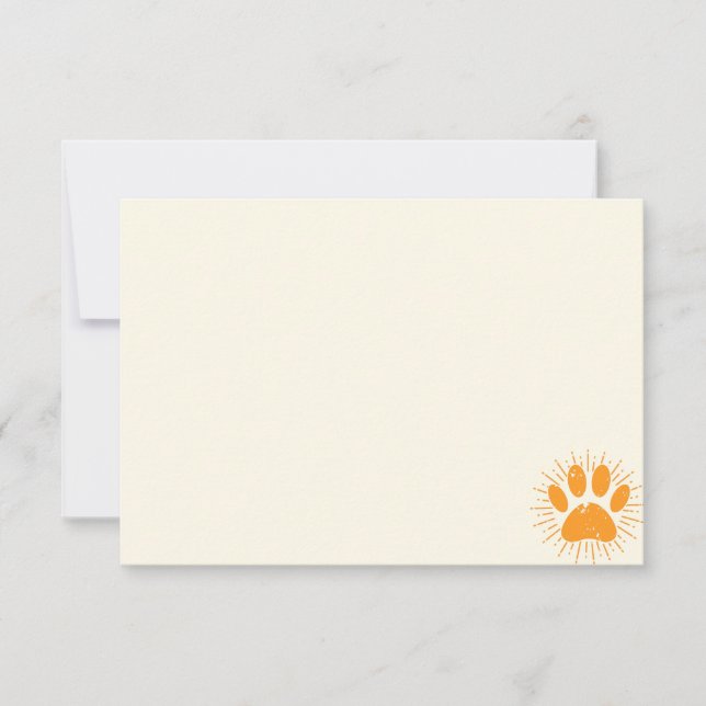 Tarjeta Pequeña Distressed Sunbeam Dog Paw Blank Cream Off White (Anverso)