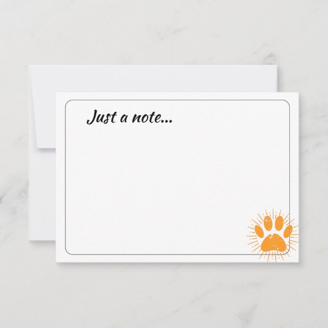 Tarjeta Pequeña Distressed Sunbeam Dog Paw Custom Just a Note (Anverso)