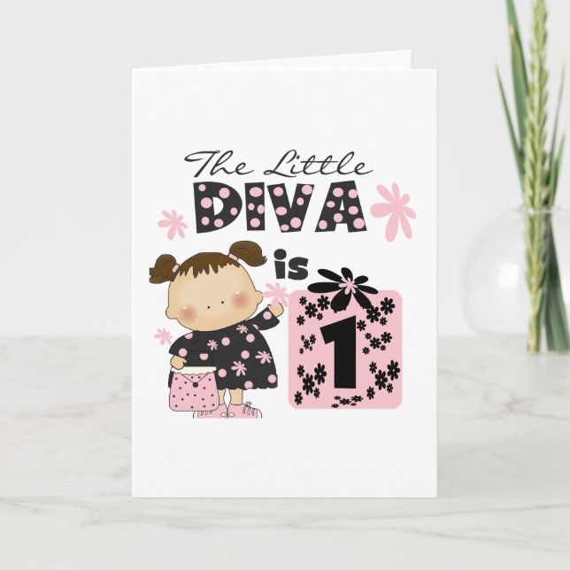 Tarjeta Pequeña diva camisetas de cumpleaños y regalos (Anverso)