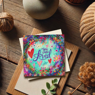 Tarjeta Pequeña Diversión Colorida Eres Amado San Valentín Caprich