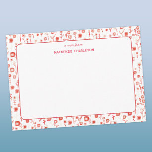 Tarjeta Pequeña Diversión de Flor Silvestre Retro Rosa Personaliza