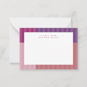 Tarjeta Pequeña Divertidas rayas rosadas y moradas personalizadas 